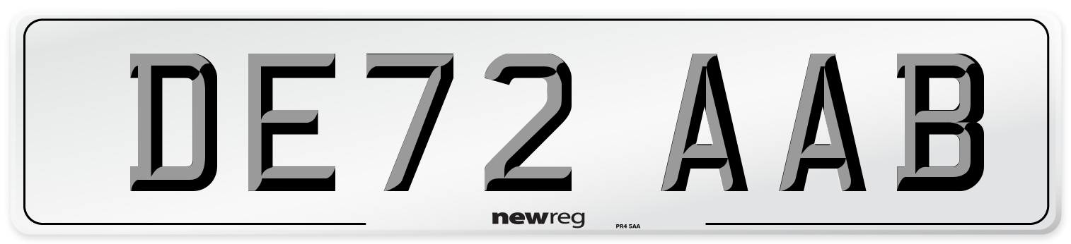 DE72 AAB Number Plate from New Reg